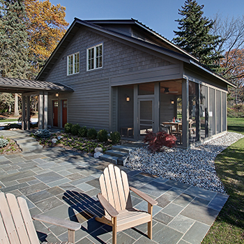 Screened porch at new garage